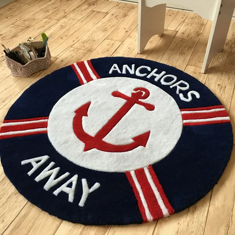 

Modern Mediterranean acrylic anchor cartoonround carpet living room carpetbedroom basket chair pad children's room pad rug