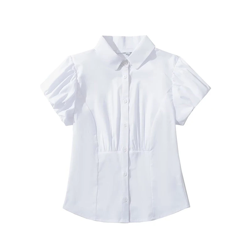 

YENKYE Summer Women Puff Short Sleeve White Shirt Blouse Ladies Office Wear Slim Elegant Shirts Feminina Tops ropa de mujer