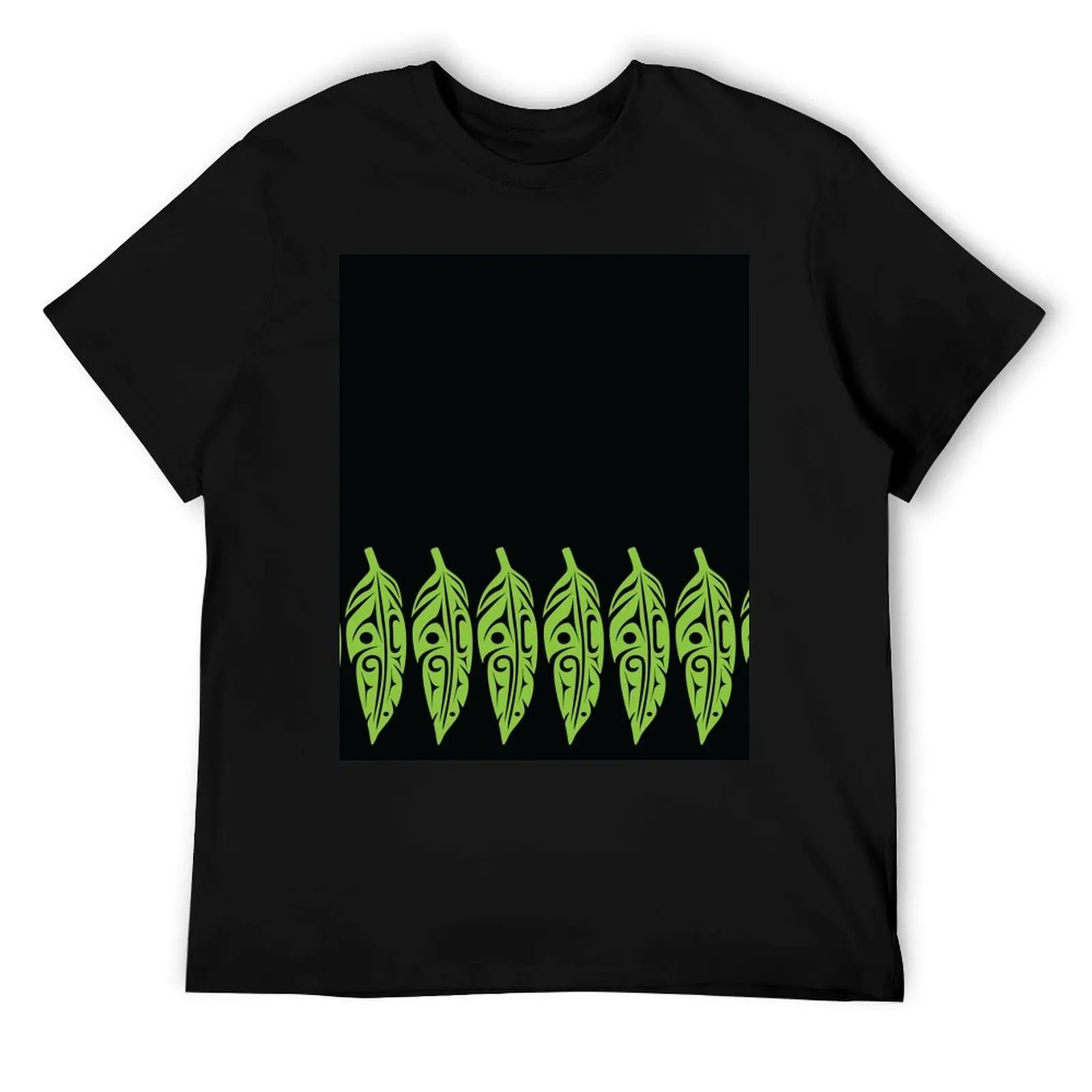 

Feathers - Lime Green on Black T-Shirt t shirt personalised anime t shirts oversize man t shirts for men T-Shirt