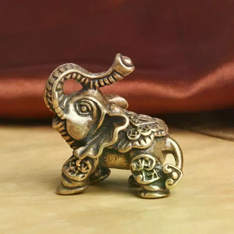 [MA]Alloy Mammoth Statue With Textured Antique Finish For Home Office Tabletop Bookshelf Decor[MA]