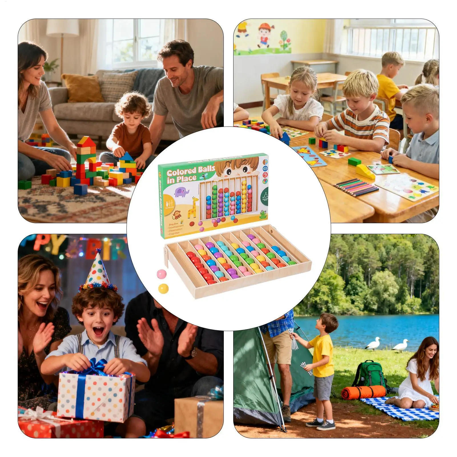 Drewniane zabawki do sortowania kolorów Montessori, trening motoryki małej, dopasowywanie kolorów, wczesna edukacja, zabawki edukacyjne dla dzieci.