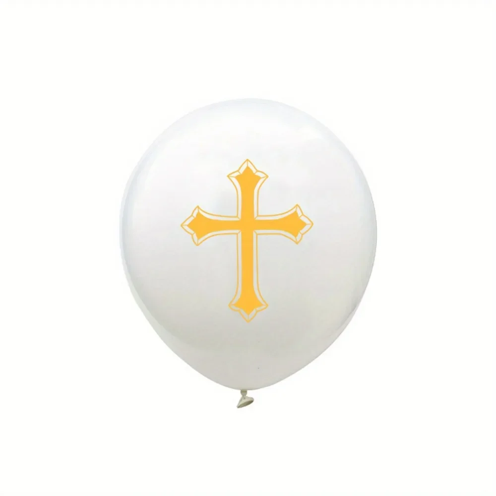 128PCS Eucharist and Baptism party decoration kit containing cross foil balloons for celebrating the first Communion with God