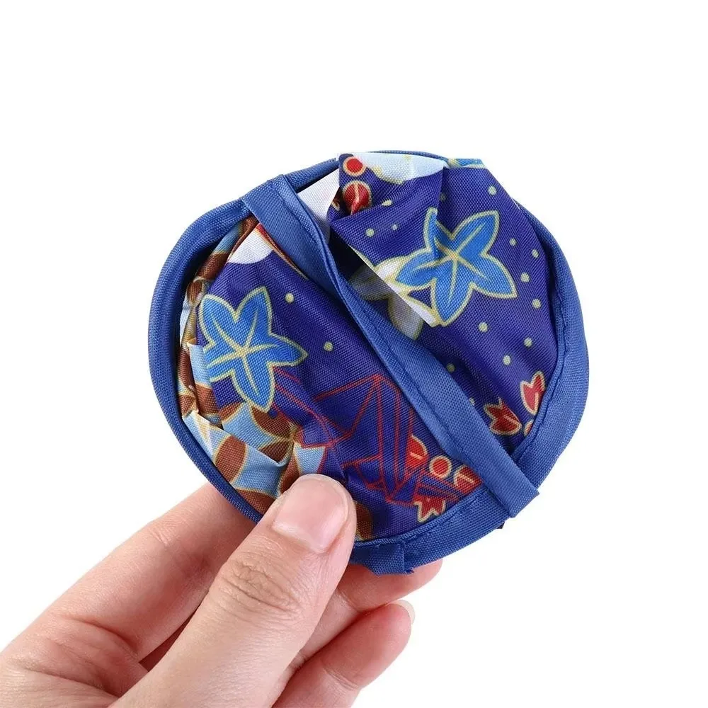 Portable Japanese Style Folding Fan Flower Pattern Mini Size Handheld Fan Nylon Colorful Round Decorative Fan