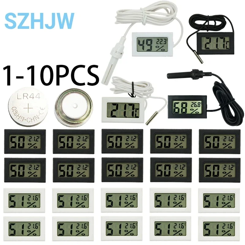 1-10PCS Mini Convenient Digital LCD Thermometer Sensor Hygrometer Gauge Refrigerator Aquarium Monitoring Display Humidity