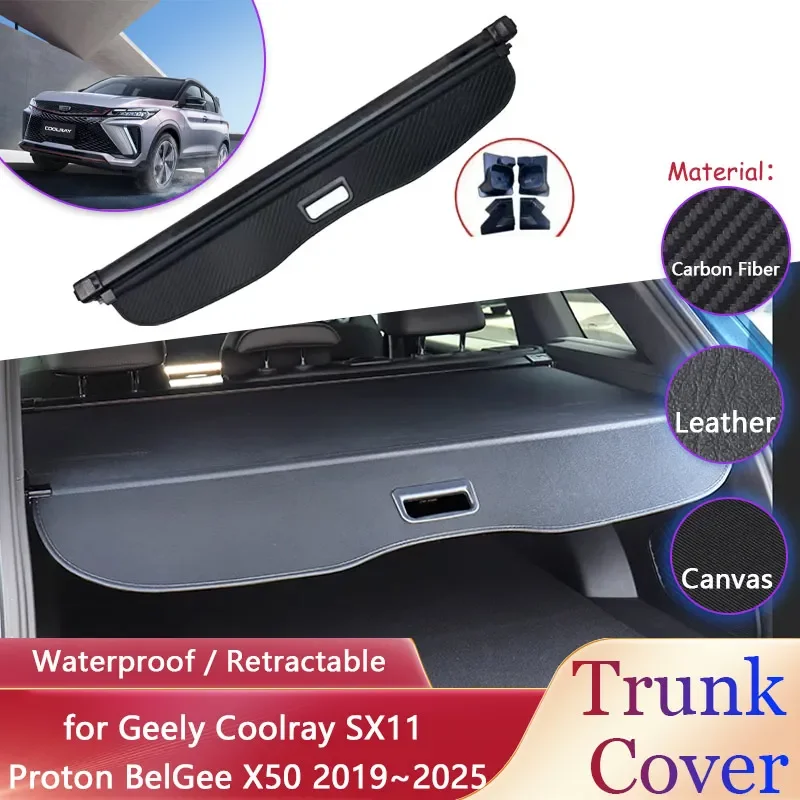 Car Trunk Curtain for Geely Coolray SX11 Proton BelGee X50 2019~2025 Waterproof Retractable Privacy Cargo Pad Covers Accessories