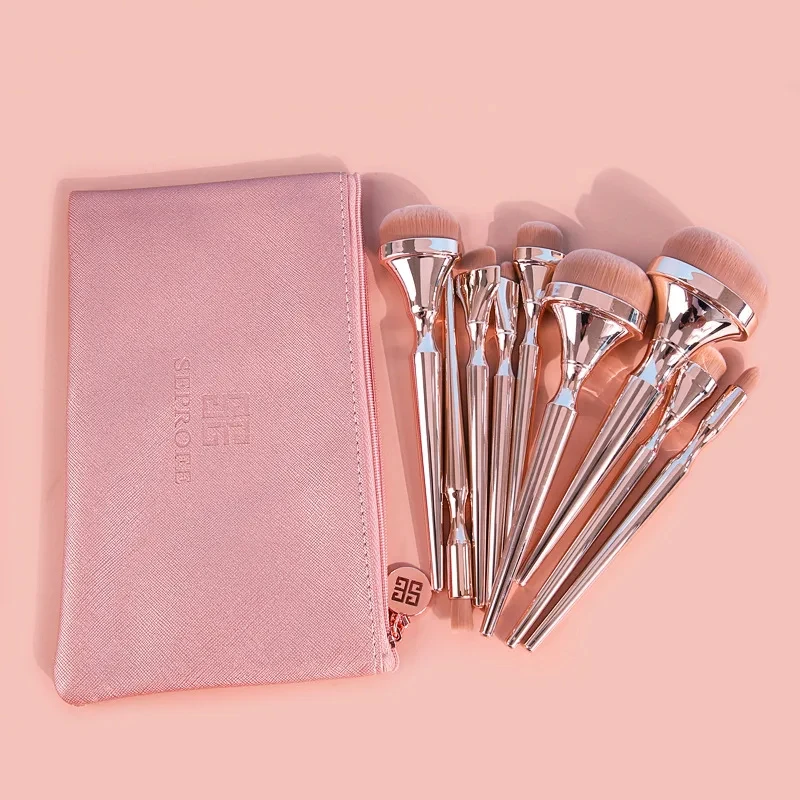 9Pcs/set Pink Gold Luxury Makeup Brushes Set Powder Eyeshadow Foundation Lip Brush Blending Make up brush Kits maquiagem