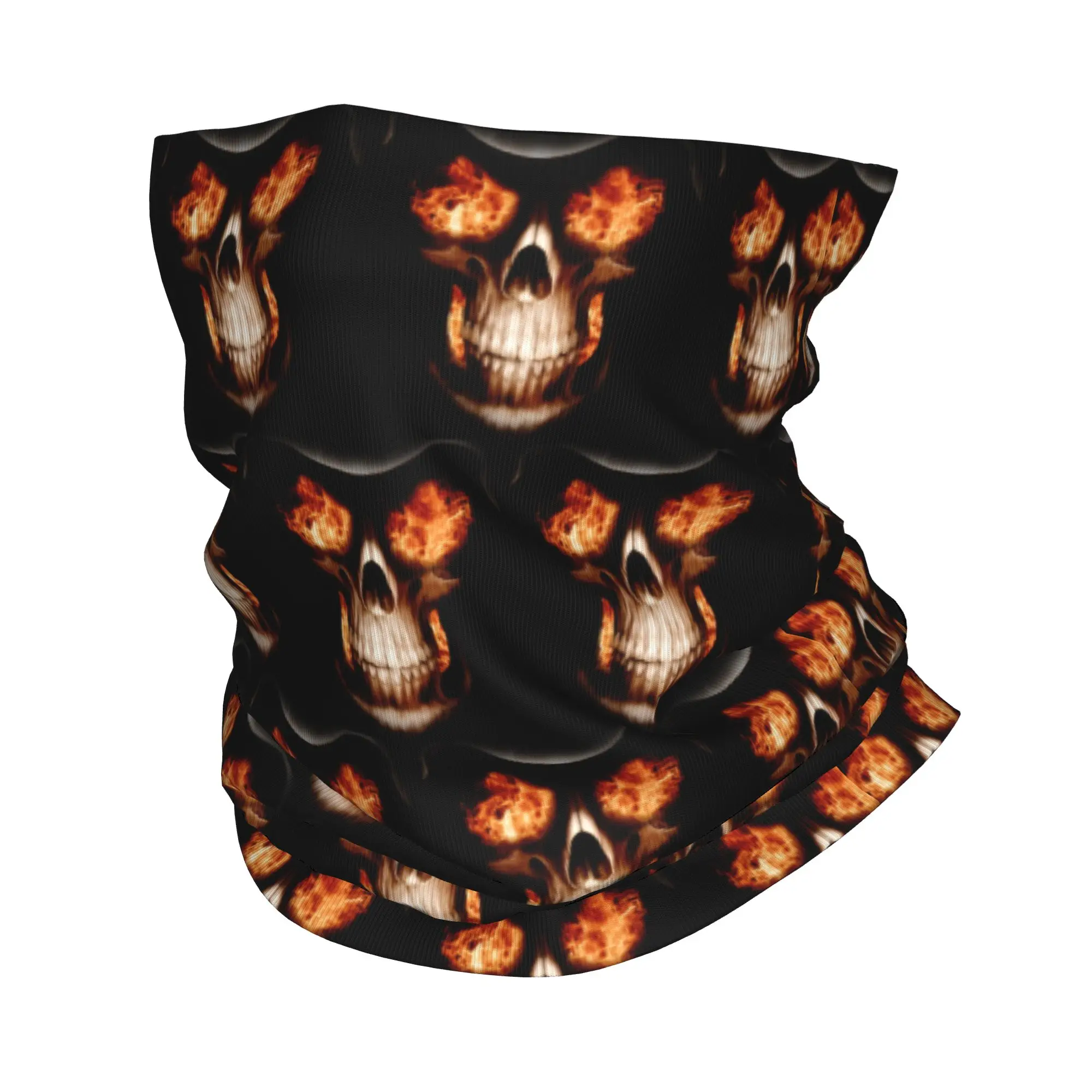 Custom Motor Driven Skull Art Creation Fire Neck Gaiter Women Men Windproof Winter  Bandana Scarf for Ski