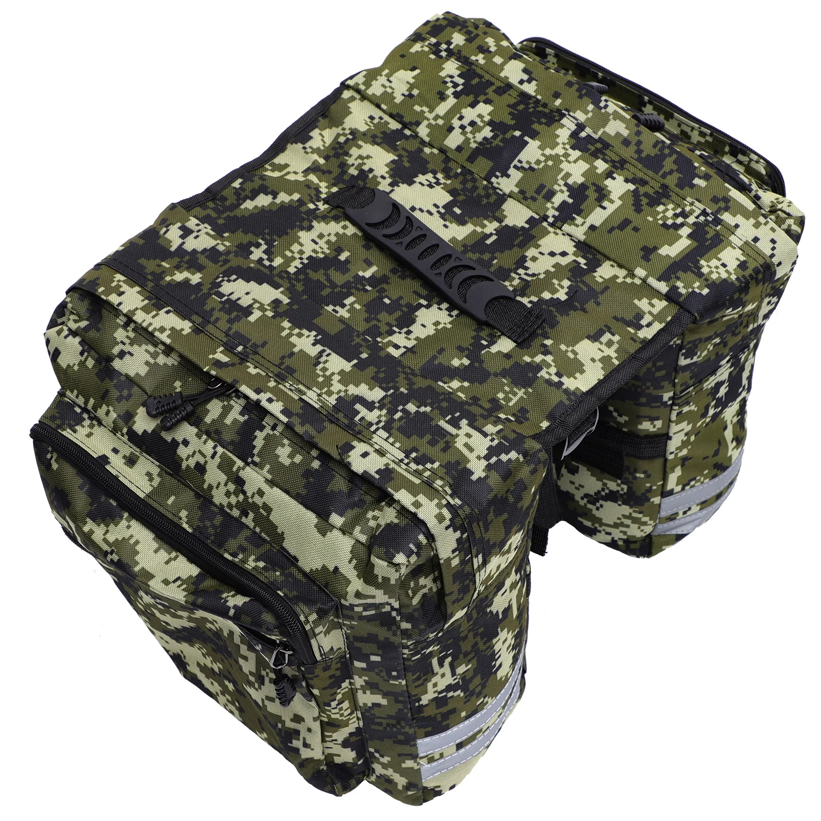 Waterproof Camo Canvas Rear Seat Bag 2 Water Bottle Pockets Reflective For Mountain Bike Cycling Large Capacity Trunk
