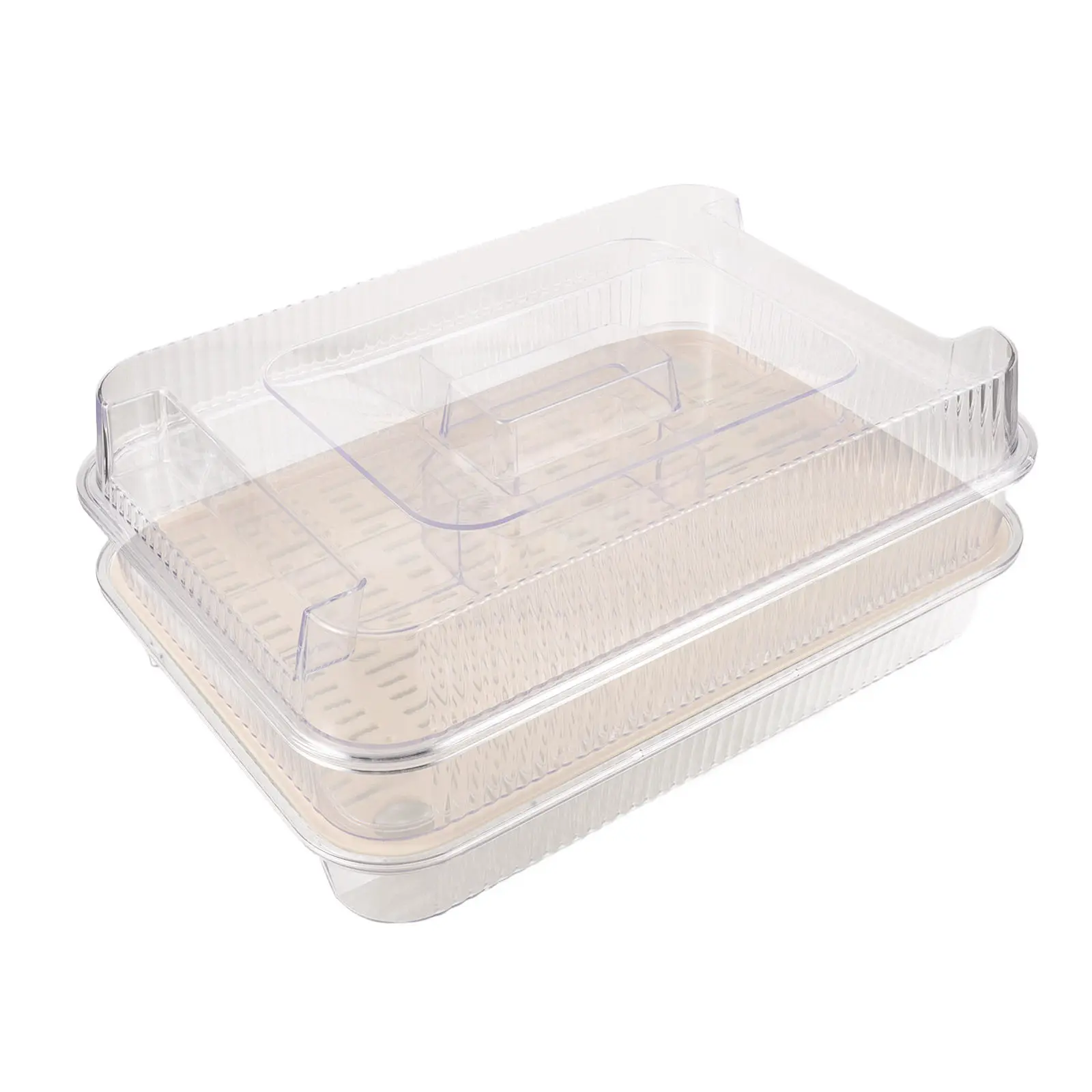 

Chilled Serving Tray Clear Plastic Party Platter with Multi Compartments Secure Lid Portable Design for Picnic Camping