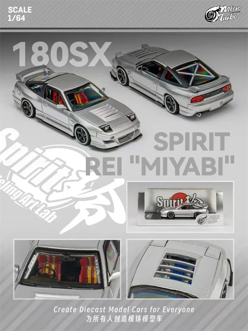 Micro Turbo 1:64 180SX Spirit Rei "MIYABI" Prata Metálica limitada999 Carro Modelo Diecast