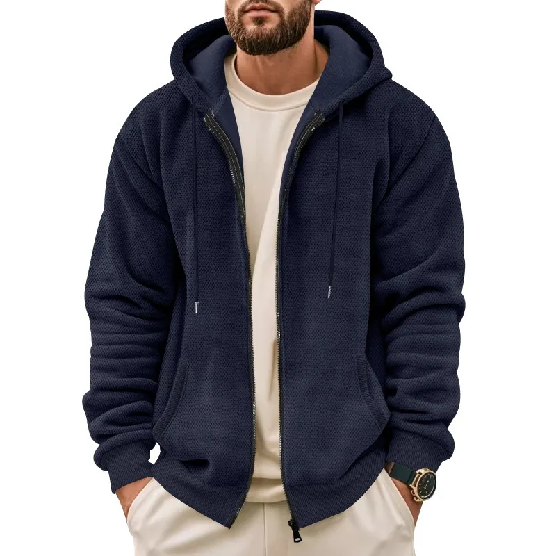 Men's Fleece Lined Winter Hooded Jacket Thermal Zip Up Sweatshirt, Casual Outdoor Warm Coat Sportswear for Men Coats