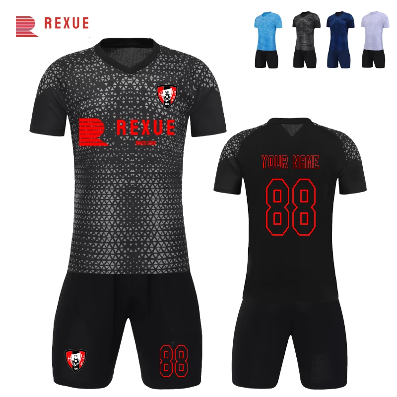 Triangle Print Short Sleeve Team Club Training Soccer Jersey for Men Kids New in Summer 2 Piece Football Uniform Accessories