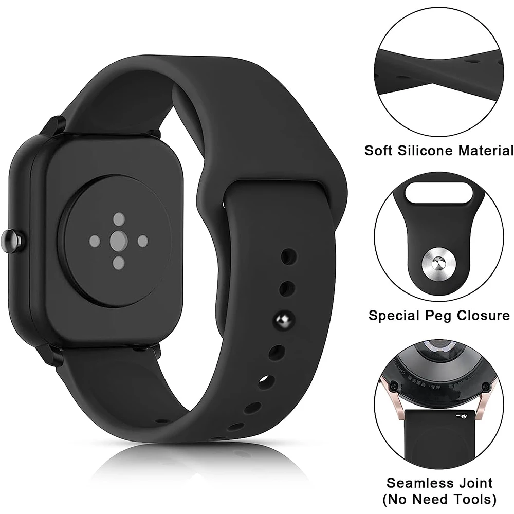 20mm pasek silikonowy pętli dla Huami Amazfit Bip 3 S U Lite Pro sport zegarek pasek korea dla Amazfit GTS 4 3 2 2e Mini GTR 42mm