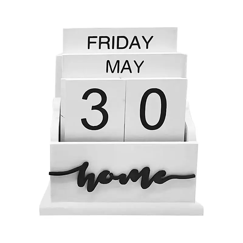 Wooden Block Calendar Multipurpose Wooden Perpetual Calendar Rustic Calendar For Bedrooms Decorative Date Blocks For Living