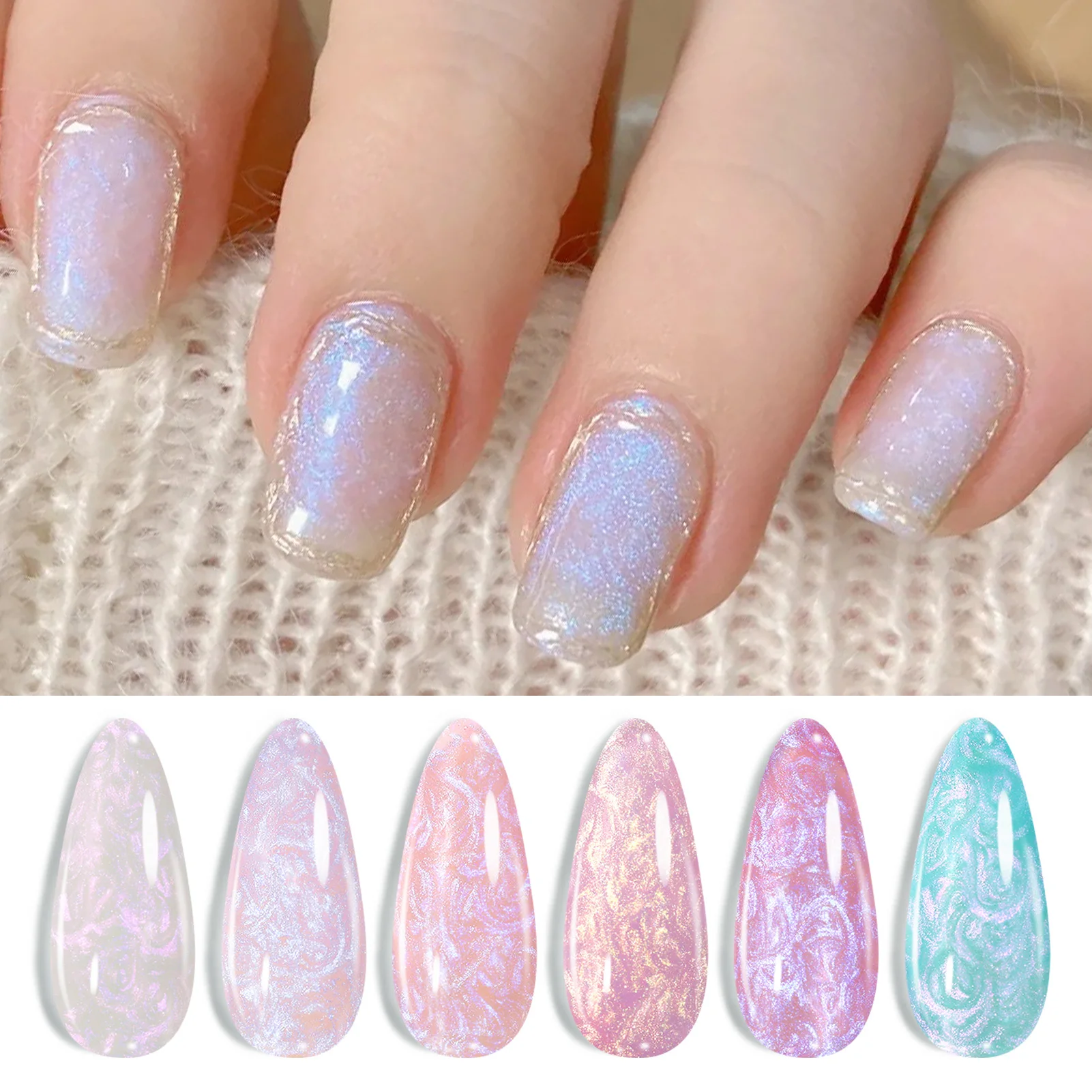 

BORN PRETTY, 6 бутылочек, набор гель-лаков для ногтей с жемчужной нитью, 7 мл, Auoras Nebulas, замачиваемый маникюрный салон, сделай сам, домашний лак для маникюра