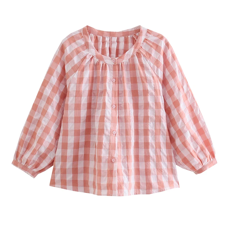 SIYANG Women Fashion Plaid Loose Shirts Female Buttons O-Neck Blouses Ladies Casual Tops