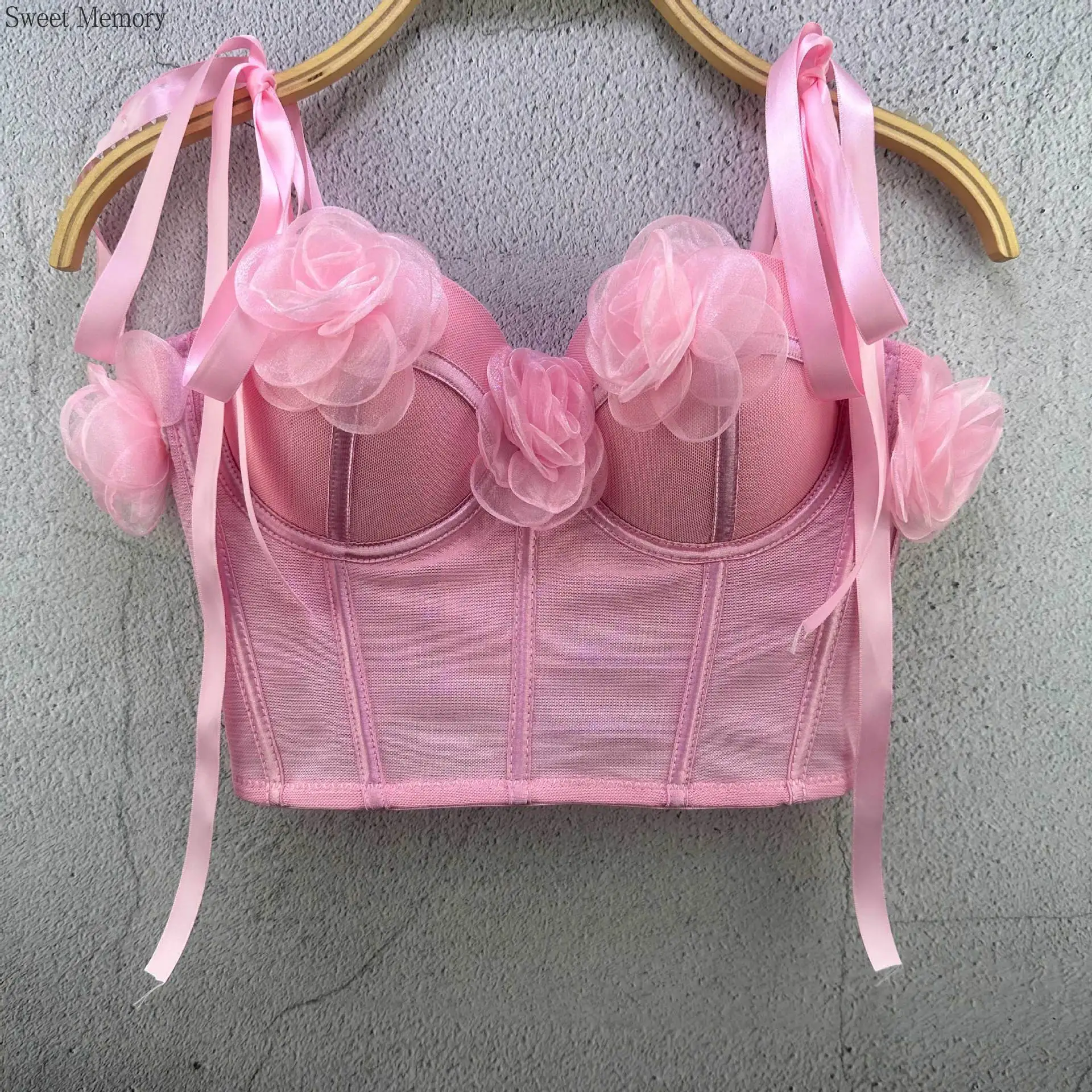 

J652 Прямая поставка, розовые, белые, черные красивые бюстгальтеры для девочек, женские топы без рукавов, модное нижнее белье с цветами и эффектом памяти, сценическая одежда