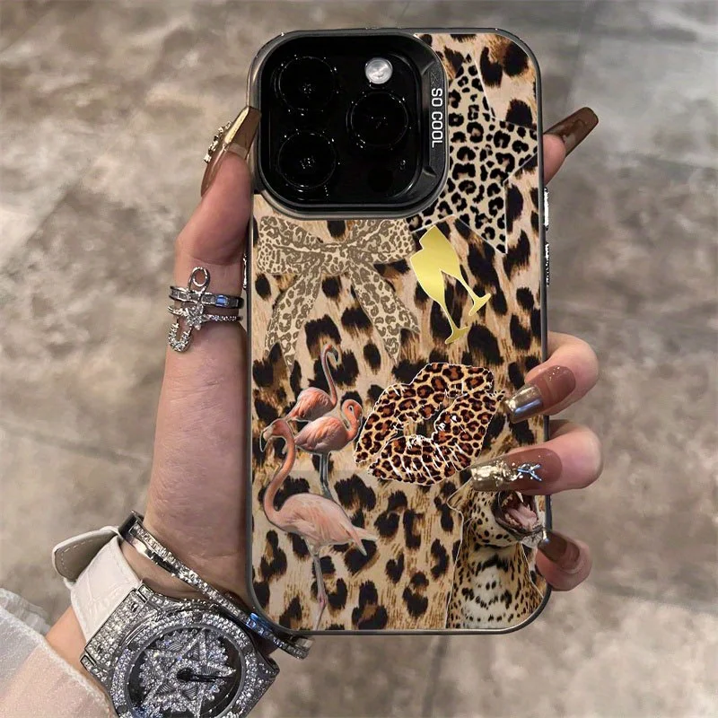 

Leopard print bow patchwork pattern phonecase for iPhone 16 15 14 13 12 11 Pro/ Max/Plus shock-proof rear cover anti-fingerprint