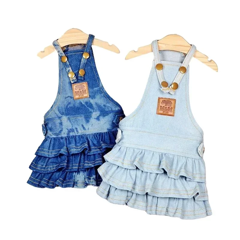 Dog Clothes Denim Jeans Dress Jumpsuit Boy Girl Dog Clothing Couple Pet Outfit Puppy Costume Overalls Pants Dropship Pet Costume