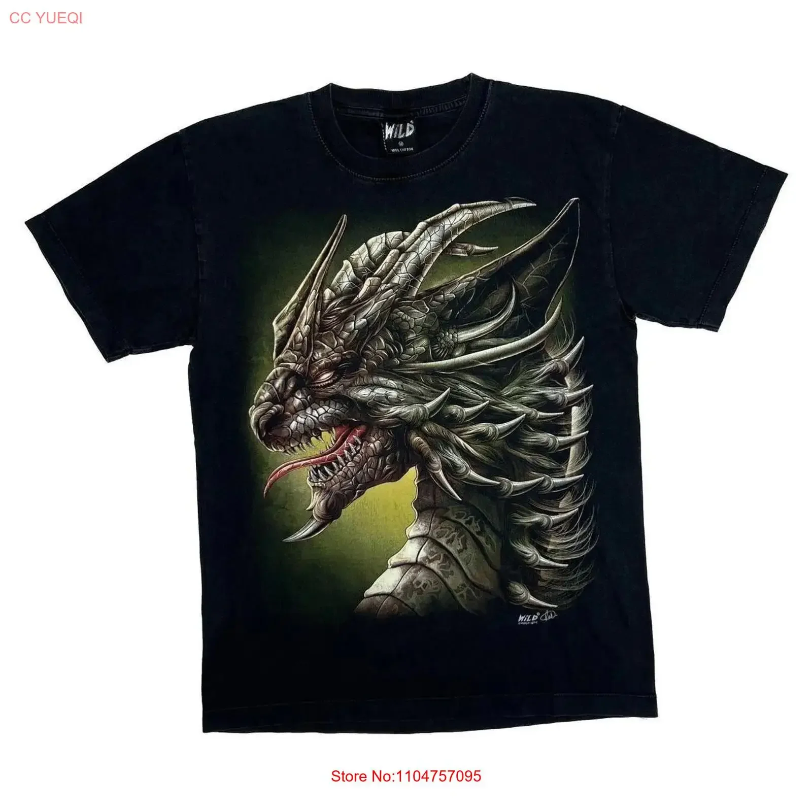 Vintage Wild Gothic Fantasy Dragon T Shirt Medium Black vintage Washed Unisex Stylish Comfortable fashion Stretched