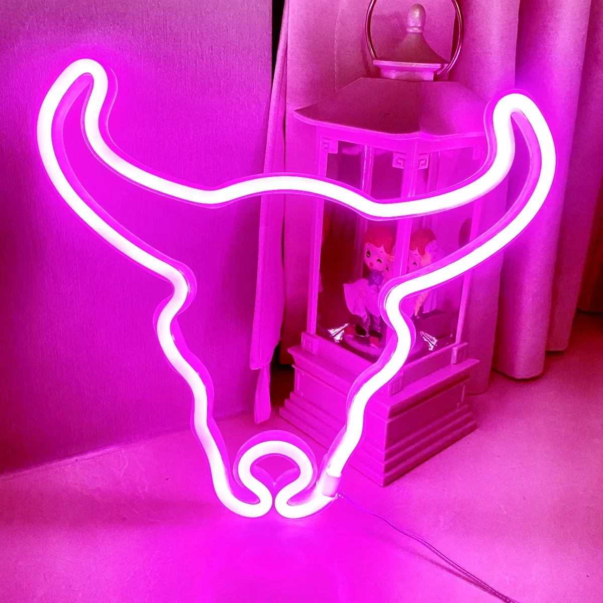 Neon Lights  LED Bull Head Shaped Light Room Decoration Party Props Night Lights