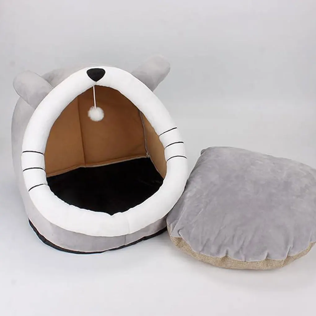 Grey Warm Cat Bed Cozy And Inviting Keeping Cat Snug And Content Convenient And Portable Cotton