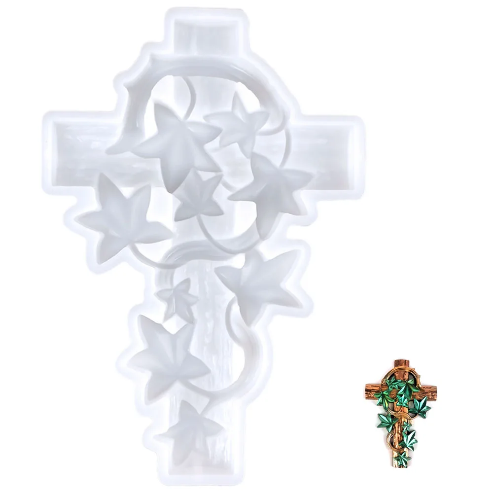 

Cross Silicone Mold White 8579 Wall Decor Half 3D Crown Crucifix Flexible Easy Demold DIY Pendant Charm Jewelry Craft