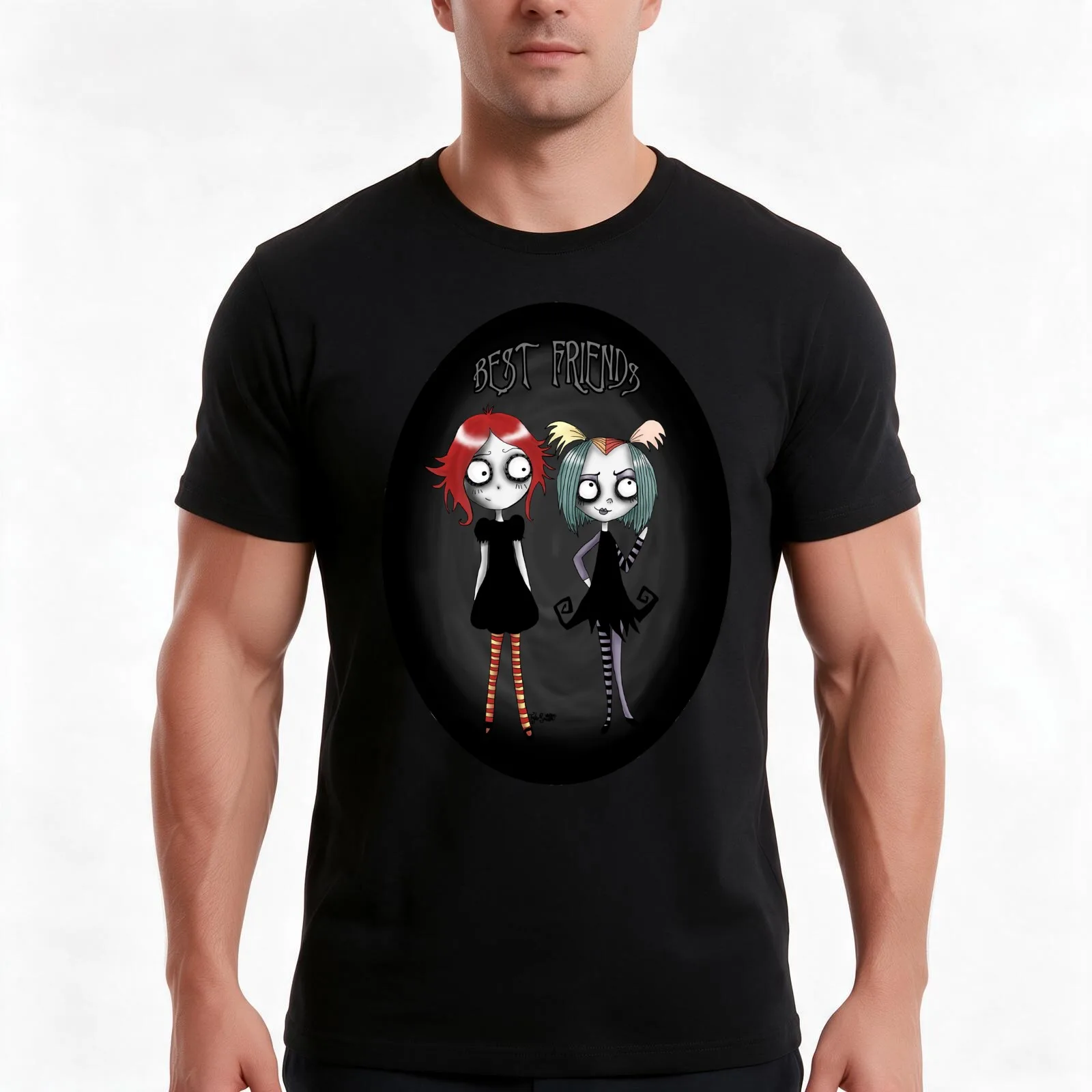 Best of friends Ruby & Creepie T-Shirt Summer Casual Cotton Tee Oversized Streetwear Tops Vintage Graphic Print 100% Cotton