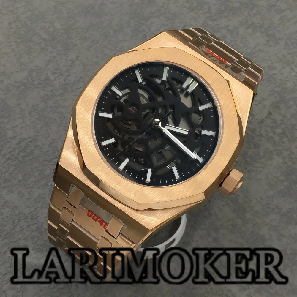 LARIMOKER 41MM Mechanical Watch Sapphire Glass Stainless Steel Polygonal Case Luminous Dial NH70 Automatic Movement Waterproof