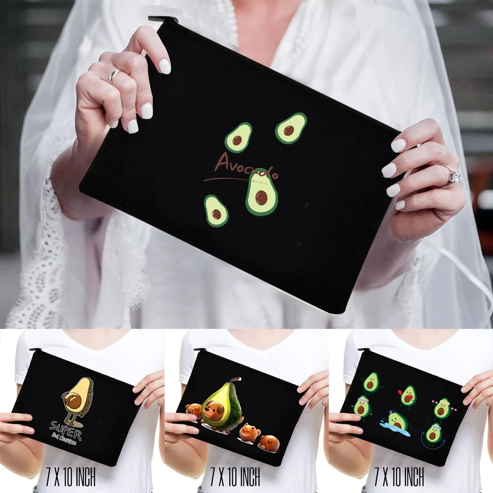 

Cosmetic Bags Women Makeup Bag Beach Holiday Travel Avocado Pattern Zipper Pouch Travel Toiletry Organizer Party Make Up Bag