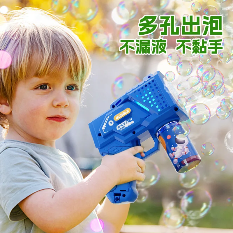 Hot Fully Automatic 10 Hole Children's Bubble Blowing Handheld Outdoor Gatling Bubble Gun Without Battery And Bubble Water Gifts