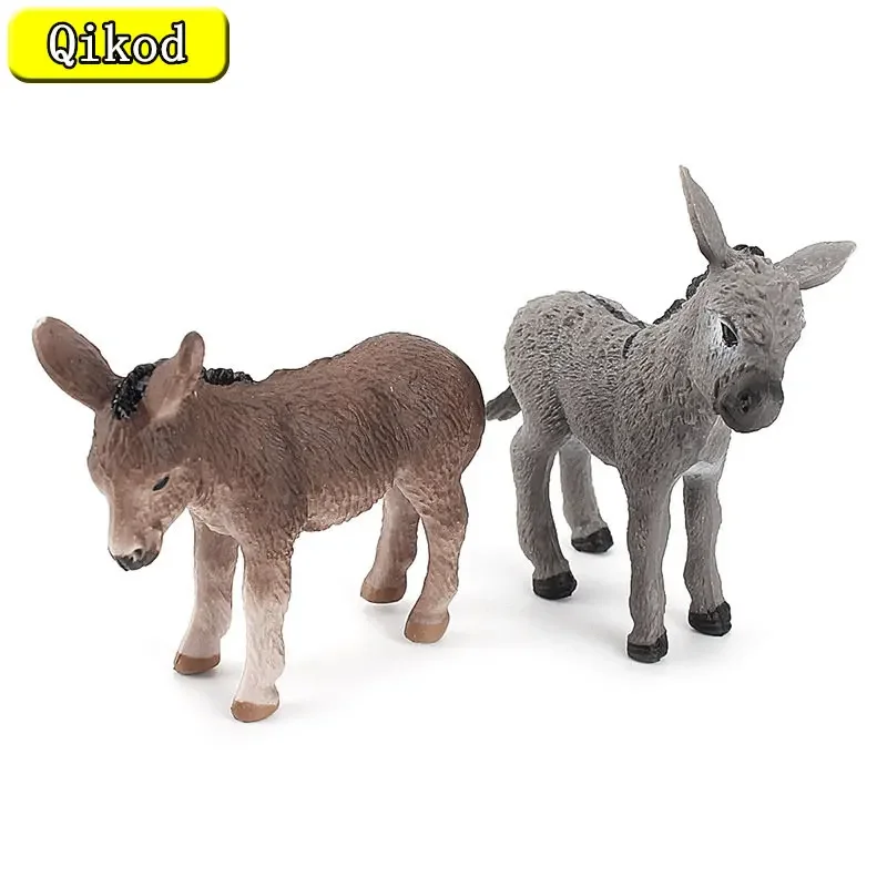 Simulated Miniature Solid Animal Cute Realistic Donkey Model Children's Early Education Cognition Ornament Gift for Children Toy