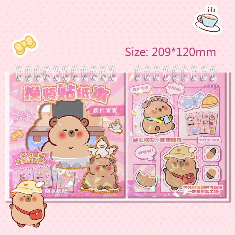 Kawaii Capybara Dressing Stickers Educatief speelgoed voor kinderen Stickers Pack Journaling Scrapbooking Benodigdheden Kindercadeau