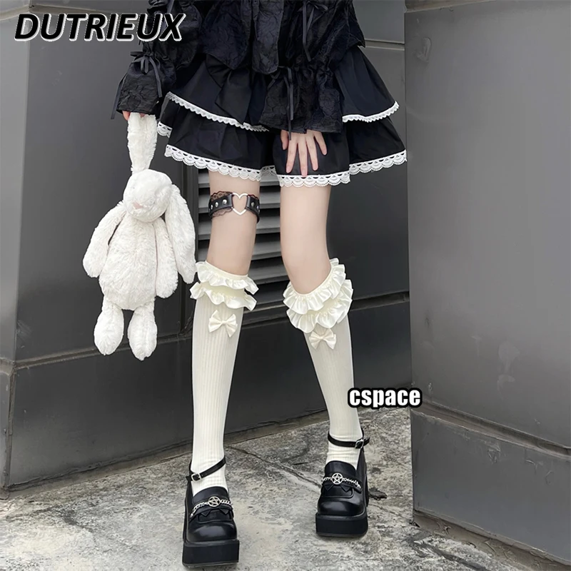 Lolita Socks Japanese Style Soft Girl White Double Layer Lace Women's Socks Summer Autumn Girl Cute Sweet Pure Sexy Stockings