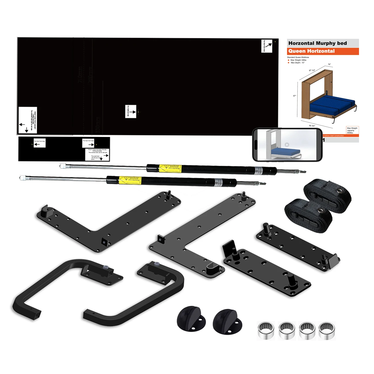 Murphy Bed Mechanism Adjustable Wall Bed Hardware Kit Used for Wall Mounted metal bed frame