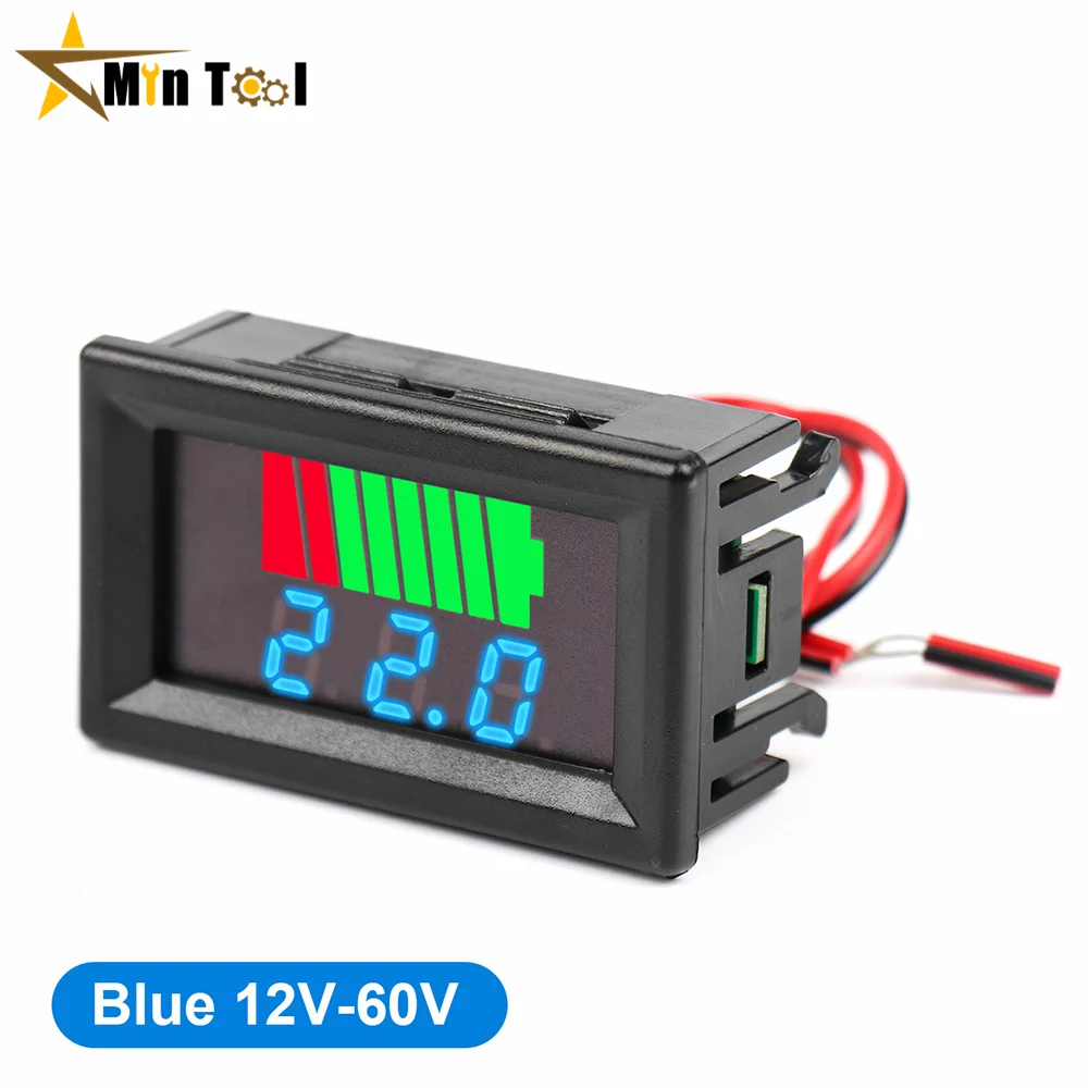 Car Battery Voltmeter Charge Level Indicator 12V 24V 36V 48V 60V Lithium Battery Capacity Meter Test Display LED Tester