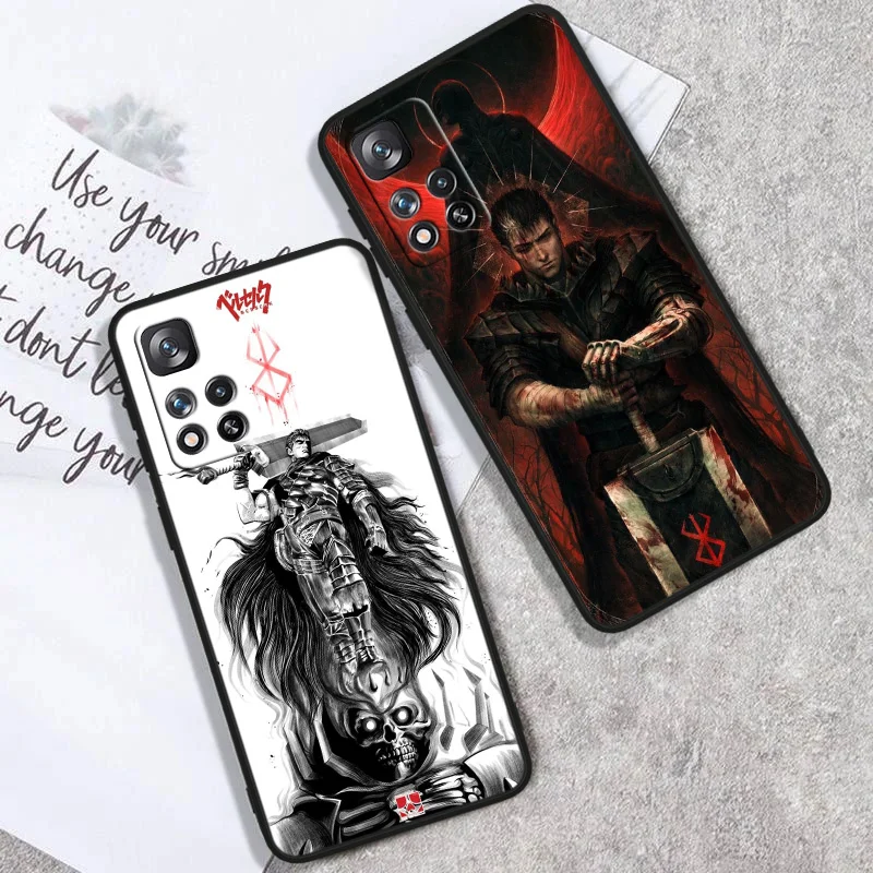 Berserk Anime Black Phone Case For Xiaomi Redmi Note 13 12 11 10 9 Pro Plus S T Max E 4G 5G Funda Silicone Soft Cover Shell Capa