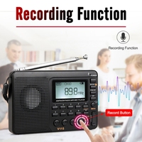 V115 Radio Multifunctional Radio Pocket Radio Worldwide Reception Durable Receiver & Recorder for Outdoor Enthusiasts