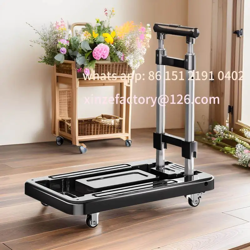 

Customizable Wheeled Small Truck with Foldable Pull Rod Portable Shopping Cart Household Grocery Cart Small Pull Cart, Luggage C