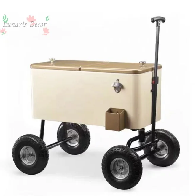 Style insulation pull rod trailer ice bucket thickened incubator outdoor portable barbecue