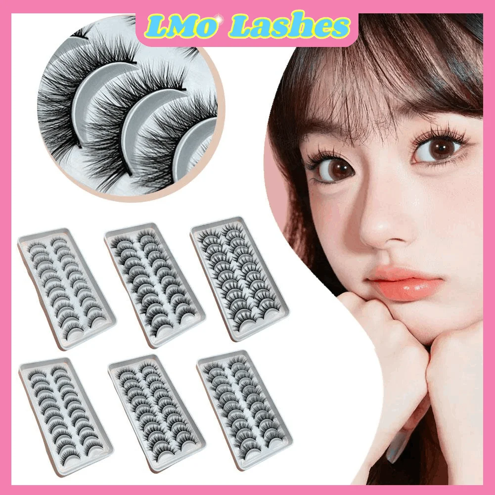 10 Paar künstliche Cils Katze 3D falsche natürliche Nerz Wimpern weiche falsche Wimpern Kreuz unordentliche dichte Wimpern Verlängerung Make-up