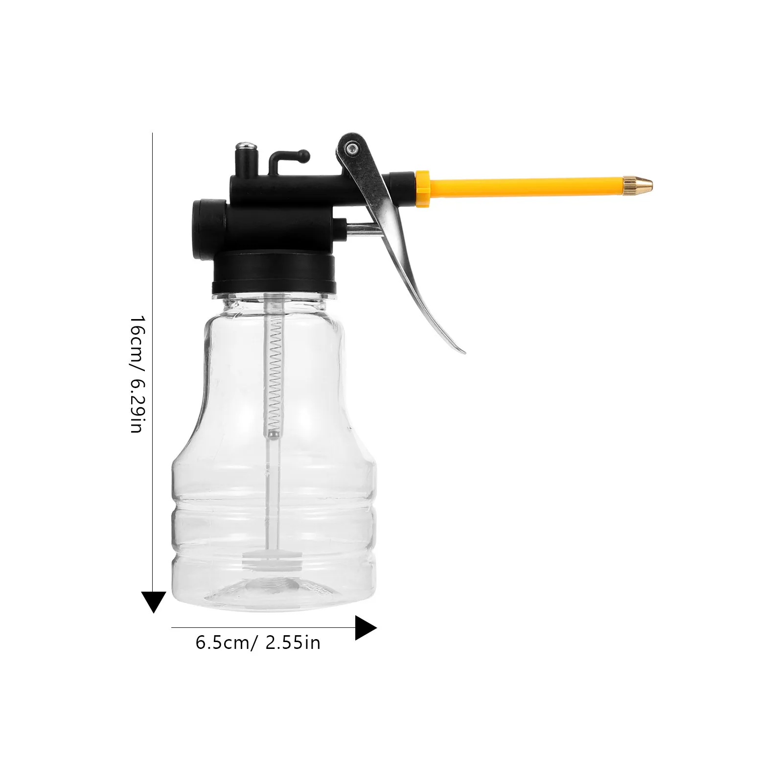 Bomba de lata de aceite, engrasador, bomba manual de 250ml, plástico duradero, nivel de aceite transparente, manguera ajustable Visible, mantenimiento mecánico de bicicleta