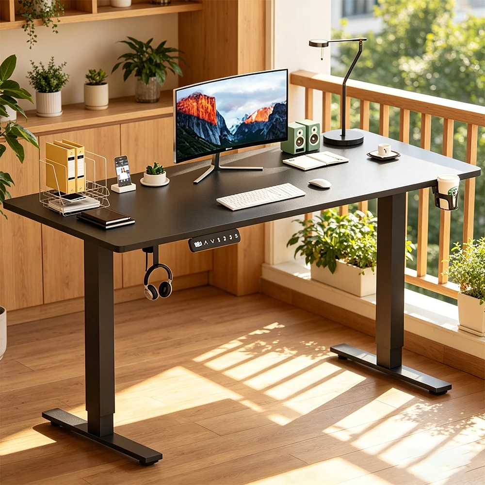 Escritorio Eléctrico de Altura Ajustable, Estación de Trabajo para Trabajar Sentado o De Pie, Mesa Ergonómica Elevadora para Computadora, Ideal para Oficina en Casa o Videojuegos