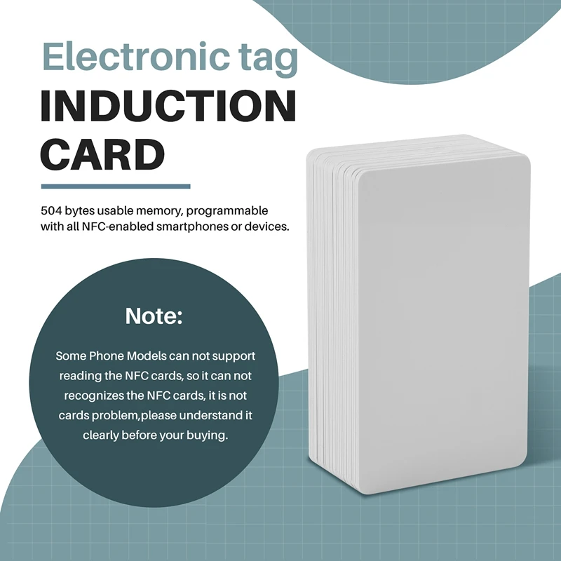 Contactless NFC Card Tag, Leitura-Gravação, Portátil, PVC, NTAG215, 504Byte, 30pcs