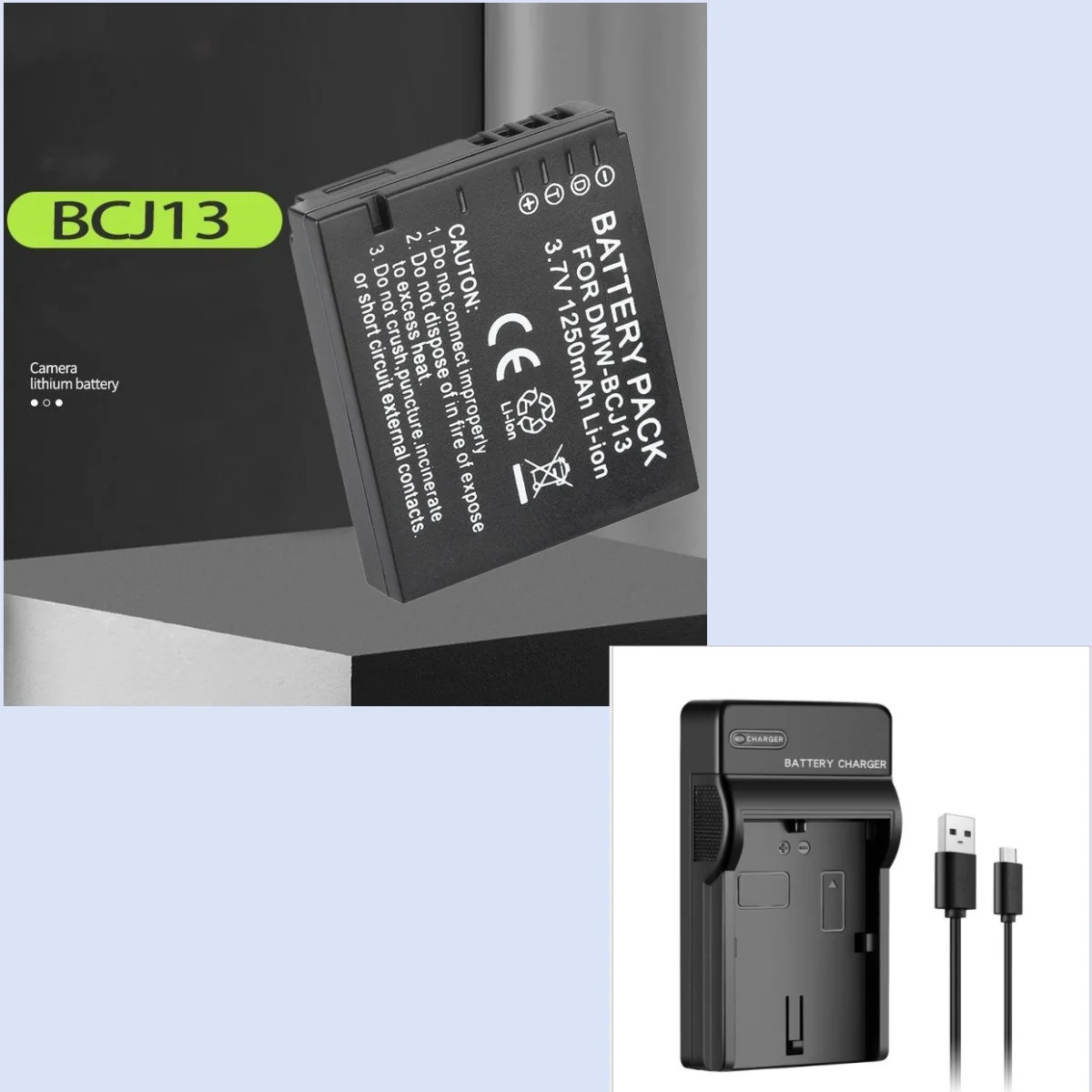 3,7 V 1250mAh DMW-BCJ13E BCJ13 batería de cámara para Panasonic DMC-LX5 DMC-LX7 DMC-LX5GK DMC-LX7GK cargador de batería USB DMW-BCJ13PP