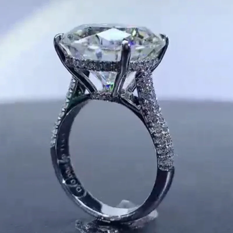 

10 Carat Solid Au750 18K White Gold Ring DVVS1 Round Moissanite Diamonds Luxury Wedding Party Engagement birthday