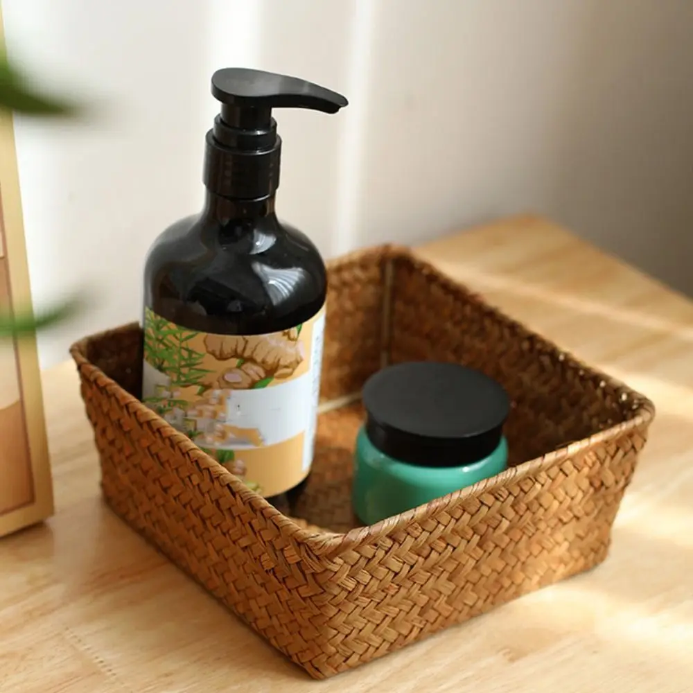 Woven Pattern Storage Basket Grass Vegetables Candy Snacks Desktop Sundries Box Home Decoration Rectangle Display Basket