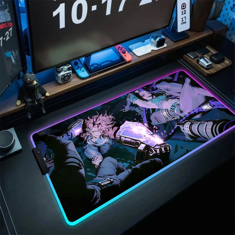 RGB L-league of Legends Computer Mouse Mat Gaming Pc Accessories Gamer Keyboard Mousepad Anime Jinx Carpet Lol Table Desk Mat XL