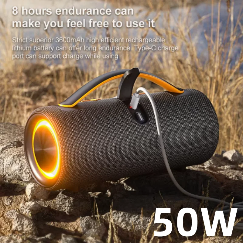 

50W Soundbar Caixa De Som Bluetooth Speaker Powerful Bass Portable Wireless Audio Player Outdoor Waterproof 3600mah Sound Box