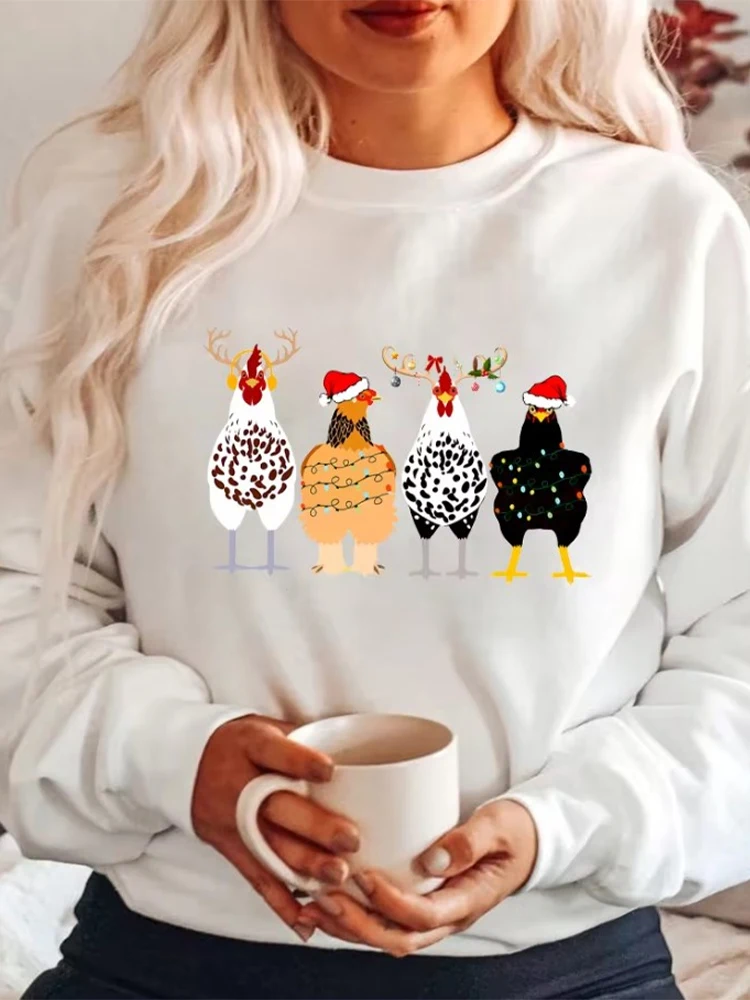 Funny Chickens Sweatshirt Christmas Chickens Sweater Funny Animal Shirt Cute Farmer Hoodies Christmas Country Shirts Farm Gift